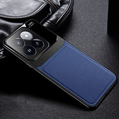 Custodia Silicone Morbida In Pelle Cover FL1 per Xiaomi Mi 14 Pro 5G Blu