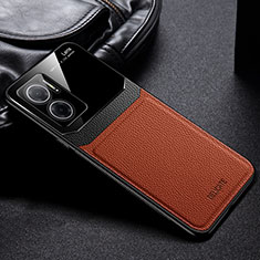 Custodia Silicone Morbida In Pelle Cover FL1 per Xiaomi Redmi Note 11E 5G Marrone