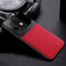 Custodia Silicone Morbida In Pelle Cover FL1 per Xiaomi Redmi Note 13 Pro 5G Rosso