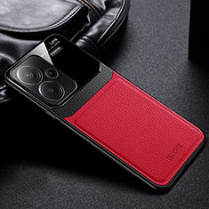 Custodia Silicone Morbida In Pelle Cover FL1 per Xiaomi Redmi Note 13 Pro+ Plus 5G Rosso
