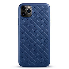 Custodia Silicone Morbida In Pelle Cover G01 per Apple iPhone 11 Pro Max Blu