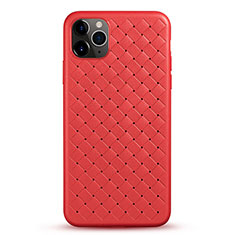 Custodia Silicone Morbida In Pelle Cover G01 per Apple iPhone 11 Pro Max Rosso