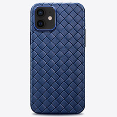 Custodia Silicone Morbida In Pelle Cover H01 per Apple iPhone 12 Mini Blu