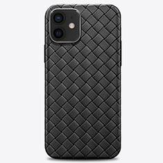 Custodia Silicone Morbida In Pelle Cover H01 per Apple iPhone 12 Mini Nero