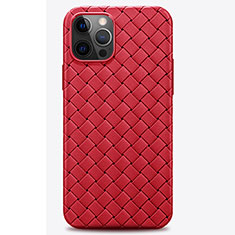 Custodia Silicone Morbida In Pelle Cover H01 per Apple iPhone 12 Pro Max Rosso