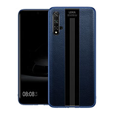 Custodia Silicone Morbida In Pelle Cover H01 per Huawei Honor 20 Blu