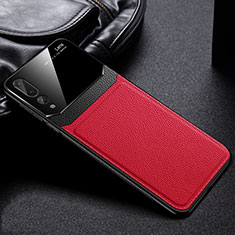 Custodia Silicone Morbida In Pelle Cover H01 per Huawei P20 Pro Rosso