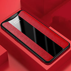 Custodia Silicone Morbida In Pelle Cover H01 per Oppo Find X Rosso