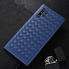 Custodia Silicone Morbida In Pelle Cover H01 per Samsung Galaxy Note 10 Plus 5G Blu