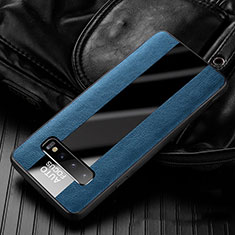Custodia Silicone Morbida In Pelle Cover H01 per Samsung Galaxy S10 Plus Blu