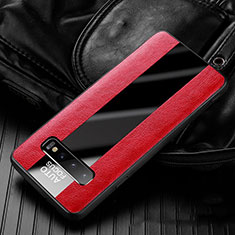 Custodia Silicone Morbida In Pelle Cover H01 per Samsung Galaxy S10 Plus Rosso
