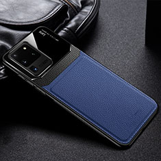 Custodia Silicone Morbida In Pelle Cover H01 per Samsung Galaxy S20 Ultra Blu