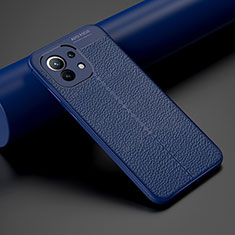 Custodia Silicone Morbida In Pelle Cover H01 per Xiaomi Mi 11 Lite 4G Blu