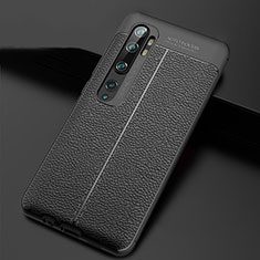 Custodia Silicone Morbida In Pelle Cover H01 per Xiaomi Mi Note 10 Nero
