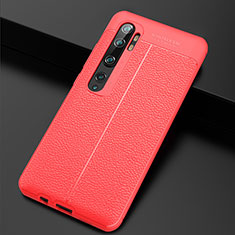 Custodia Silicone Morbida In Pelle Cover H01 per Xiaomi Mi Note 10 Pro Rosso
