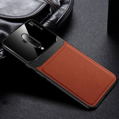 Custodia Silicone Morbida In Pelle Cover H02 per OnePlus 7T Pro Marrone