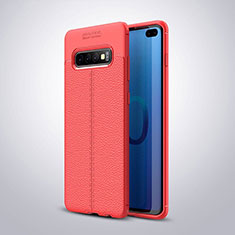Custodia Silicone Morbida In Pelle Cover H02 per Samsung Galaxy S10 Plus Rosso