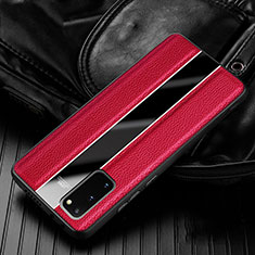 Custodia Silicone Morbida In Pelle Cover H02 per Samsung Galaxy S20 Rosso