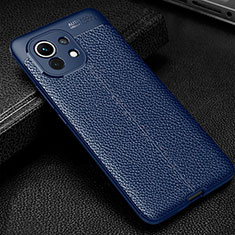 Custodia Silicone Morbida In Pelle Cover H02 per Xiaomi Mi 11 5G Blu