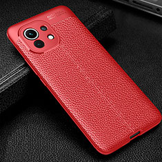 Custodia Silicone Morbida In Pelle Cover H02 per Xiaomi Mi 11 Lite 5G Rosso