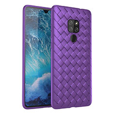 Custodia Silicone Morbida In Pelle Cover H03 per Huawei Mate 20 Viola