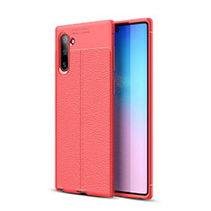 Custodia Silicone Morbida In Pelle Cover H03 per Samsung Galaxy Note 10 5G Rosso