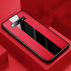 Custodia Silicone Morbida In Pelle Cover H03 per Samsung Galaxy S10 Rosso