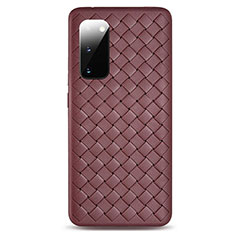 Custodia Silicone Morbida In Pelle Cover H03 per Samsung Galaxy S20 5G Marrone