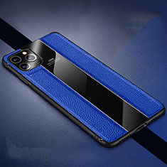 Custodia Silicone Morbida In Pelle Cover H04 per Apple iPhone 11 Pro Max Blu