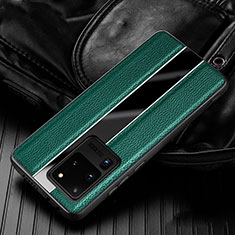 Custodia Silicone Morbida In Pelle Cover H04 per Samsung Galaxy S20 Ultra 5G Verde