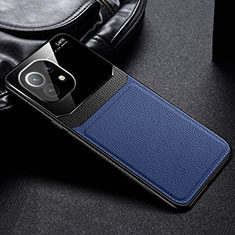 Custodia Silicone Morbida In Pelle Cover H04 per Xiaomi Mi 11 Lite 4G Blu