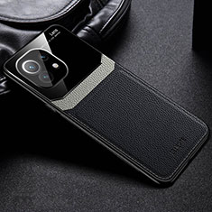 Custodia Silicone Morbida In Pelle Cover H04 per Xiaomi Mi 11 Lite 5G Nero