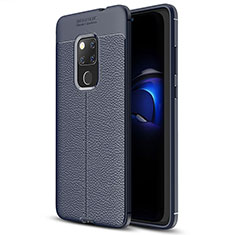 Custodia Silicone Morbida In Pelle Cover H05 per Huawei Mate 20 X 5G Blu