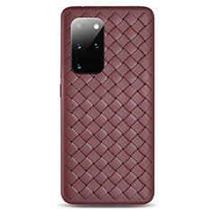 Custodia Silicone Morbida In Pelle Cover H05 per Samsung Galaxy S20 Plus 5G Marrone