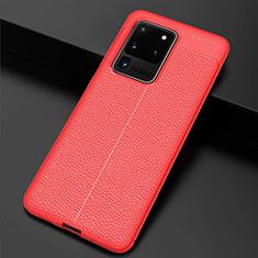 Custodia Silicone Morbida In Pelle Cover H06 per Samsung Galaxy S20 Ultra 5G Rosso