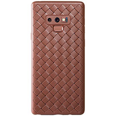 Custodia Silicone Morbida In Pelle Cover L01 per Samsung Galaxy Note 9 Marrone
