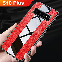 Custodia Silicone Morbida In Pelle Cover L01 per Samsung Galaxy S10 Plus Rosso