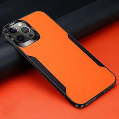 Custodia Silicone Morbida In Pelle Cover N01 per Apple iPhone 12 Pro Arancione
