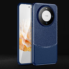 Custodia Silicone Morbida In Pelle Cover per Huawei Mate 60 Pro Blu