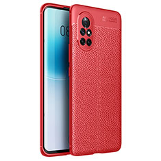 Custodia Silicone Morbida In Pelle Cover per Huawei Nova 8 5G Rosso