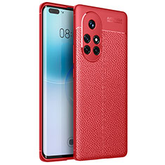 Custodia Silicone Morbida In Pelle Cover per Huawei Nova 8 Pro 5G Rosso