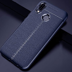 Custodia Silicone Morbida In Pelle Cover per Huawei P Smart+ Plus Blu