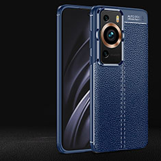 Custodia Silicone Morbida In Pelle Cover per Huawei P60 Pro Blu