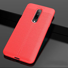 Custodia Silicone Morbida In Pelle Cover per OnePlus 7 Pro Rosso