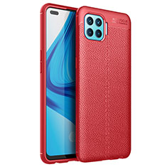 Custodia Silicone Morbida In Pelle Cover per Oppo F17 Pro Rosso