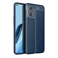 Custodia Silicone Morbida In Pelle Cover per Oppo Find X5 Lite 5G Blu