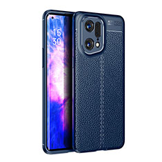 Custodia Silicone Morbida In Pelle Cover per Oppo Find X5 Pro 5G Blu