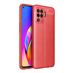 Custodia Silicone Morbida In Pelle Cover per Oppo Reno5 Lite Rosso