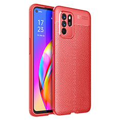 Custodia Silicone Morbida In Pelle Cover per Oppo Reno6 Z 5G Rosso