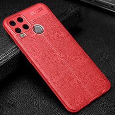 Custodia Silicone Morbida In Pelle Cover per Realme C15 Rosso